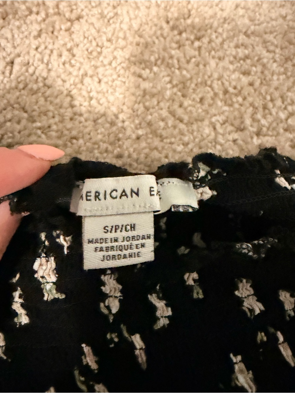 American Eagle Black Floral Top